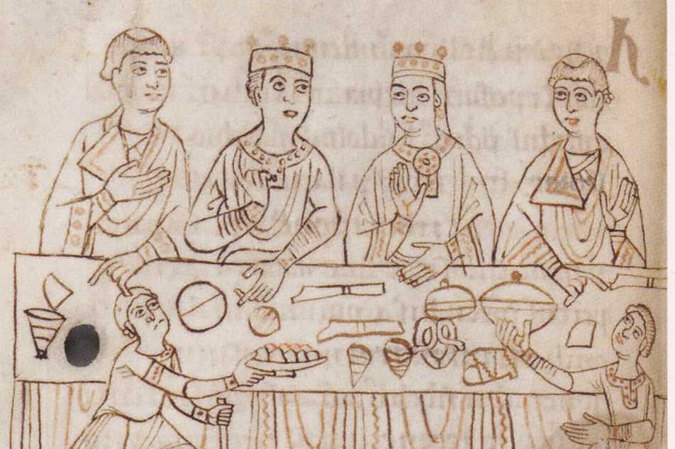 Keizer Hendrik V en keizerin Matilda aan tafel