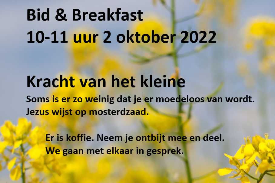 Flyer Bid & Breakfast 2 oktober 2022